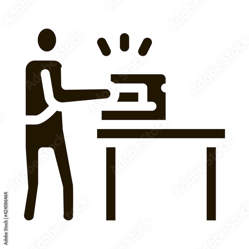 leatherworking sewing glyph icon vector. leatherworking sewing sign. isolated symbol illustration