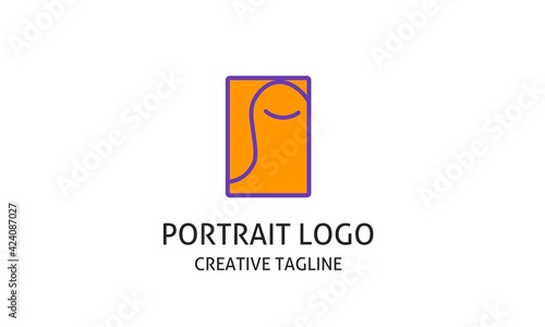 Abstract art face in frame creative gallery logo