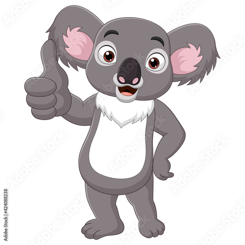 Cartoon funny koala giving thumb up