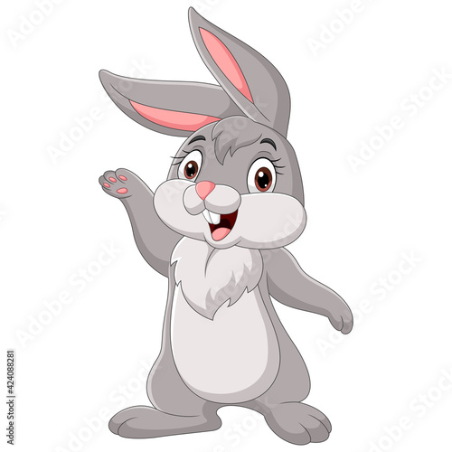 Cartoon funny rabbit on white background