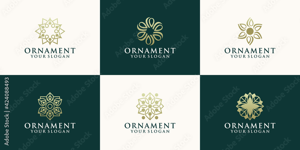 set of of elegant ornamental logo design template