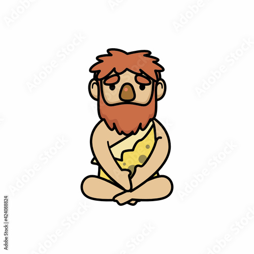 Caveman prehistoric human mascot design illustration