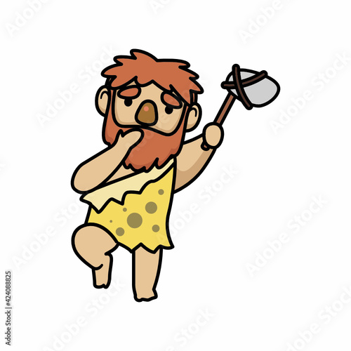 Caveman prehistoric human mascot design illustration