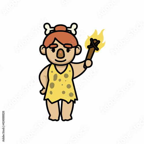 Caveman prehistoric human mascot design illustration