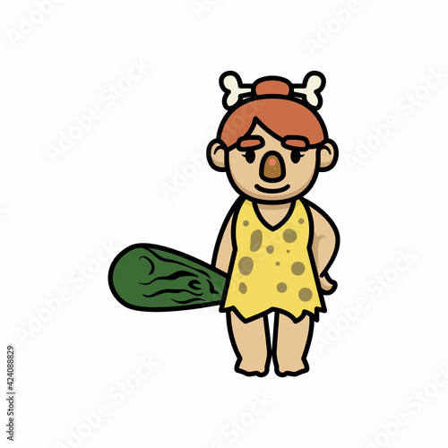 Caveman prehistoric human mascot design illustration