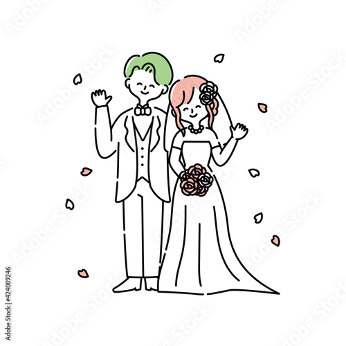 ブライダル　結婚式　ウェディング　新郎新婦　人物イラスト