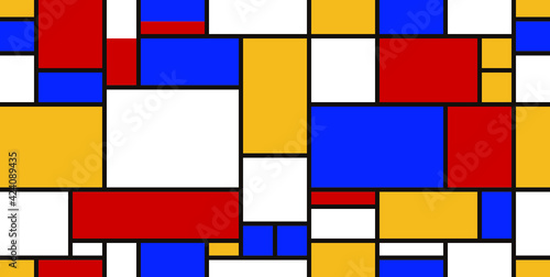 Graphic illustration of Mondrian painting