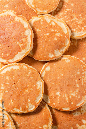 Tray of homemade buttermilk pancakes 