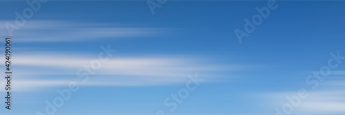 Blue sky with white clouds, panoramic image, vector background 