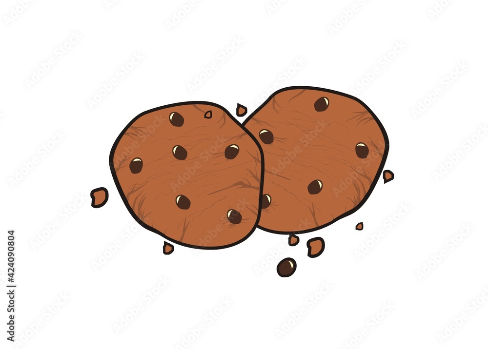 Chocolate chip. Simple flat illustration with black outline. Chocolate chip. Simple flat illustration with black outline.