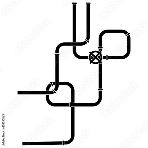 Flat pipes for concept design. Water drop background. White background. Vector set. Stock image. EPS 10.