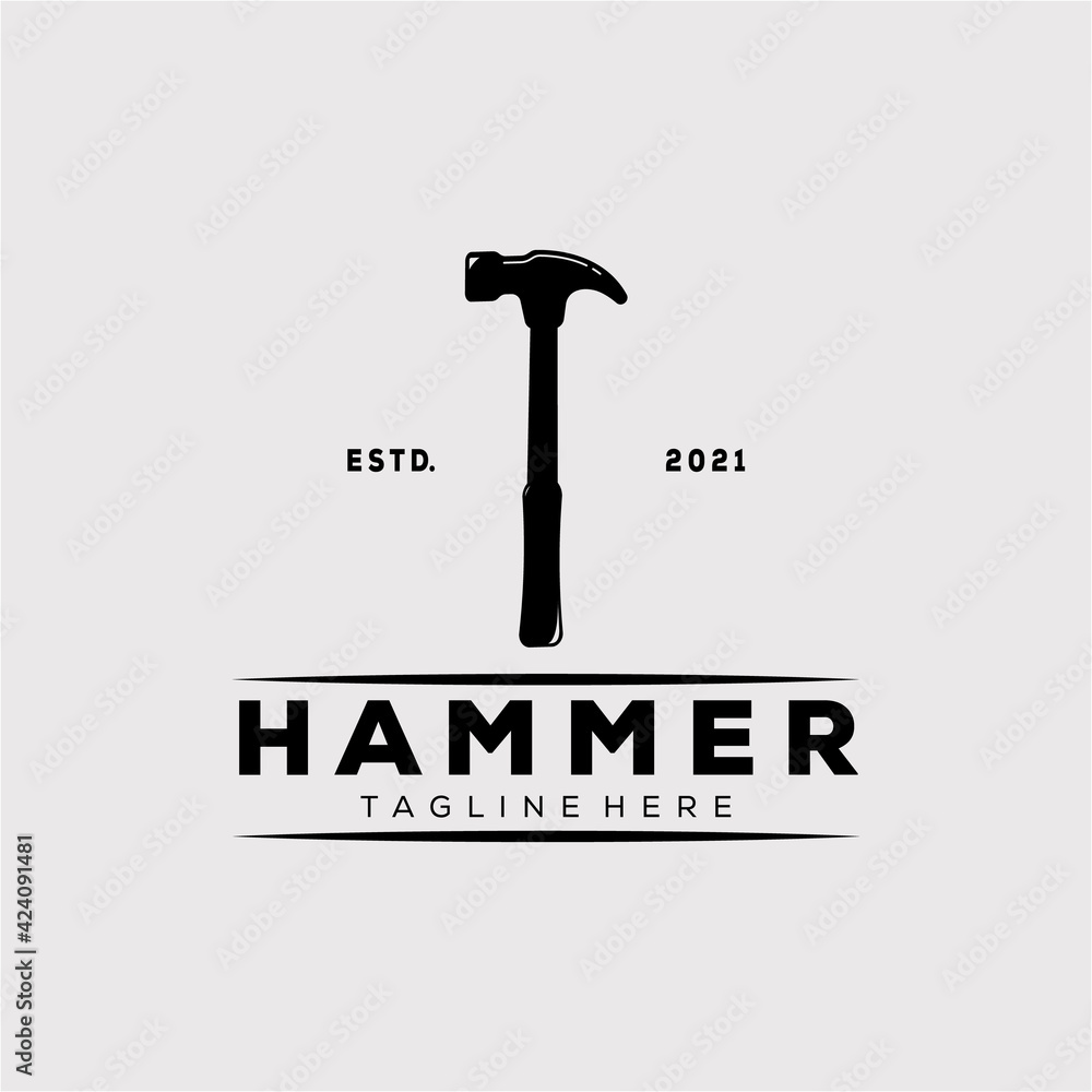 single hammer isolated silhouette logo template vector illustration design. simple classic hammer, service, repair logo concept single hammer isolated silhouette logo template vector illustration design. simple classic hammer, service, repair logo concept