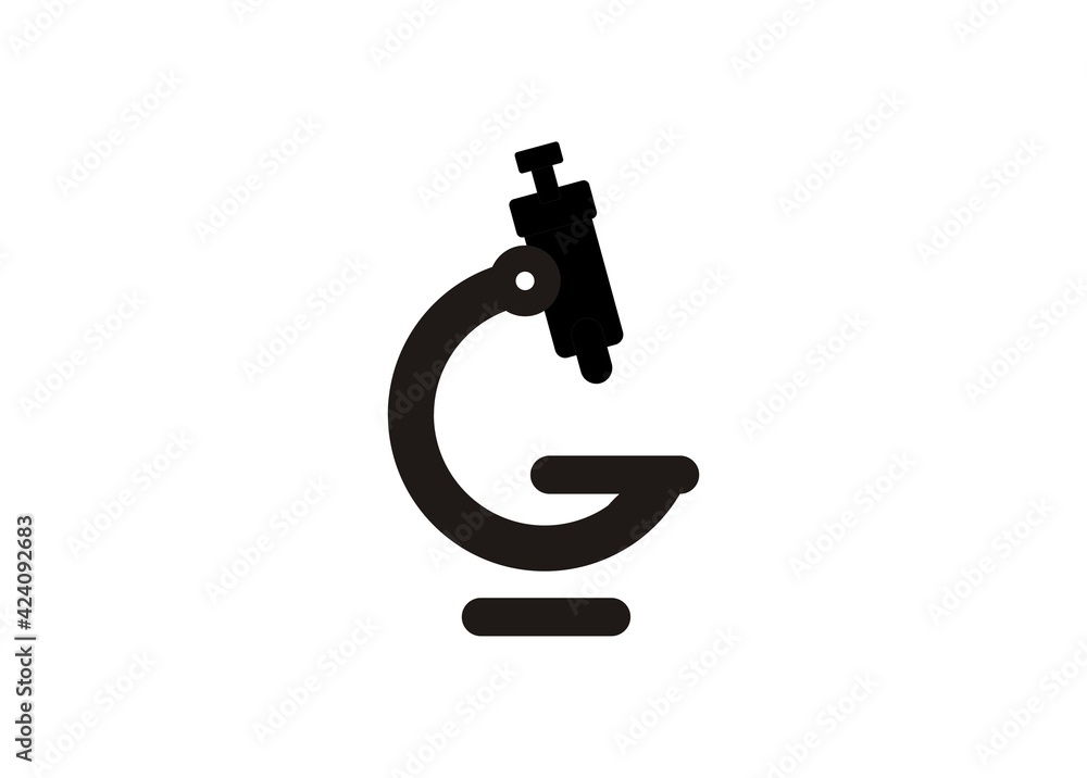 Microscope. Simple illustration in black and white. Microscope. Simple illustration in black and white.