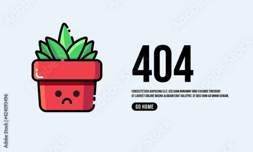 Oops 404 Page Interface Design with Plant Vector Illustration - Vector