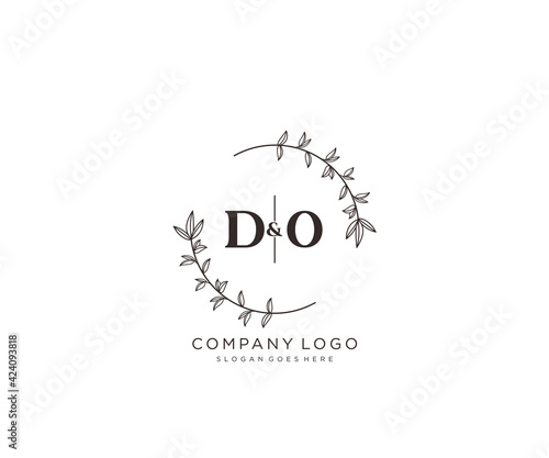 initial DO letters Beautiful floral feminine editable premade monoline logo suitable for spa salon skin hair beauty boutique and cosmetic company.