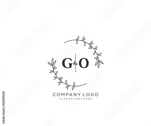 initial GO letters Beautiful floral feminine editable premade monoline logo suitable for spa salon skin hair beauty boutique and cosmetic company.