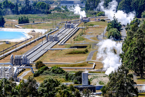 Geothermal energy producing  field on a volcanic plateau