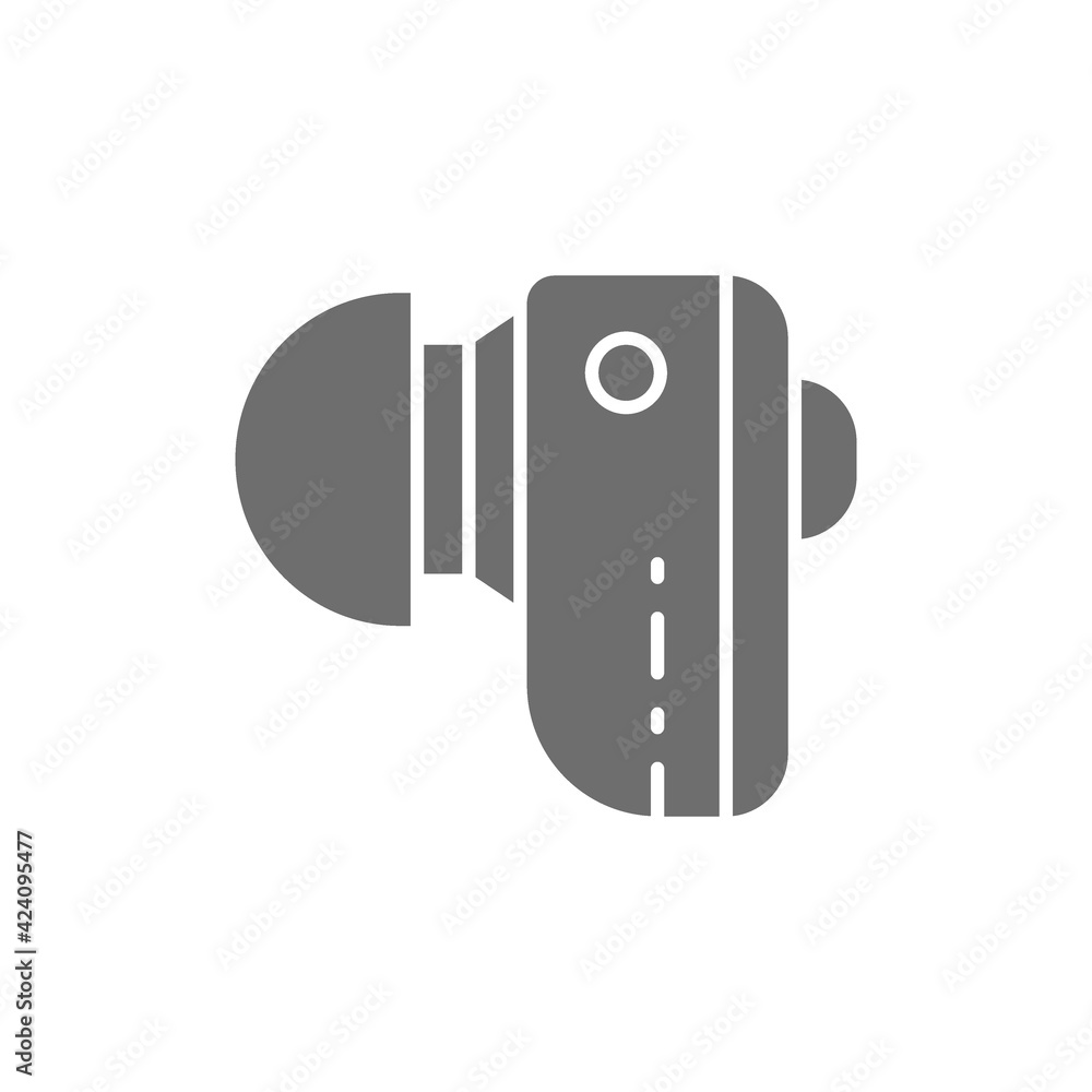 Hearing aid, wireless headphones gray icon. Isolated on white background Hearing aid, wireless headphones gray icon. Isolated on white background