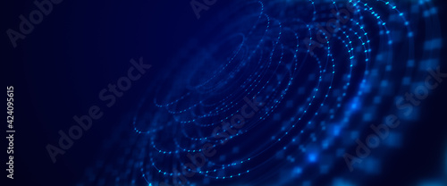 Abstract line circle technology background, blue technology background.