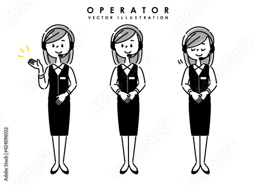 オペレーター　女性イラスト　operator female vector illustration