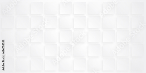 Technology banner design with white and grey boxes. Abstract geometric vector background 