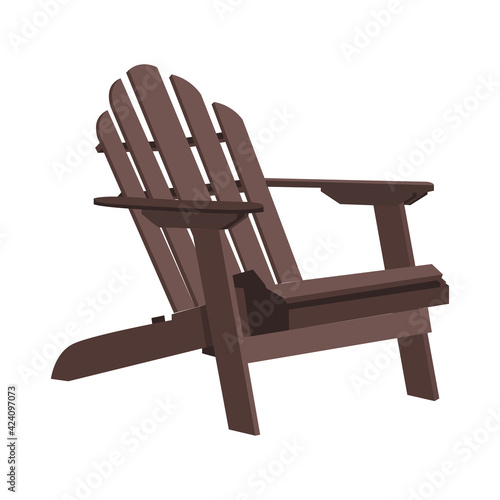 Garden outdoor wooden chair in several positions. Traditional garden furniture. Vecror illustration isolated on white background.