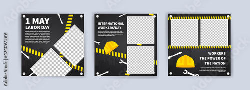 Labor Day. International Workers' Day. Banners vector for social media ads, web ads, business messages, discount flyers and big sale banner.