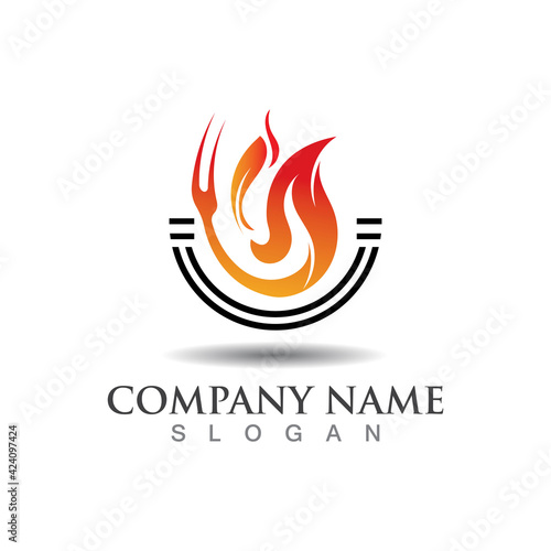 Hot grill logo template for business restaurant vector design creative
