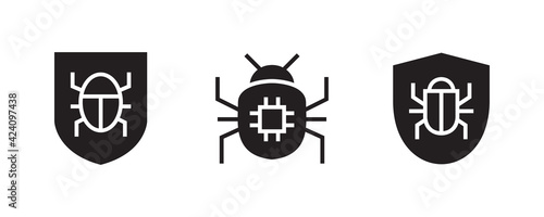 Virus bug icon set. Vector graphic illustration. Suitable for website design, logo, app, template, and ui. 