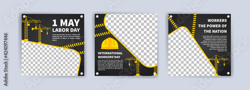 Labor Day. International Workers' Day. Banners vector for social media ads, web ads, business messages, discount flyers and big sale banner.
