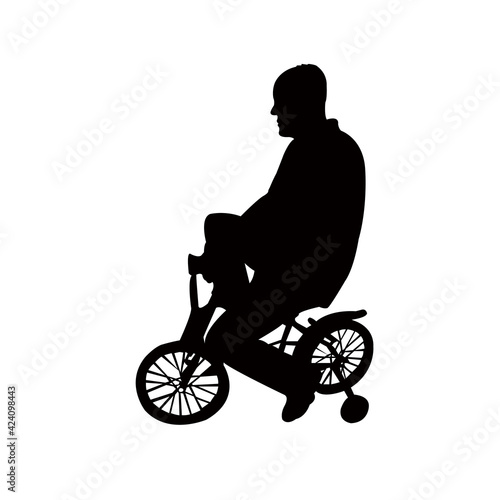 a man riding bicycle, silhouette vector