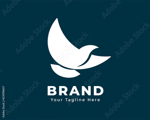 simple abstract white dove bird fly illustration logo icon symbol inspiration