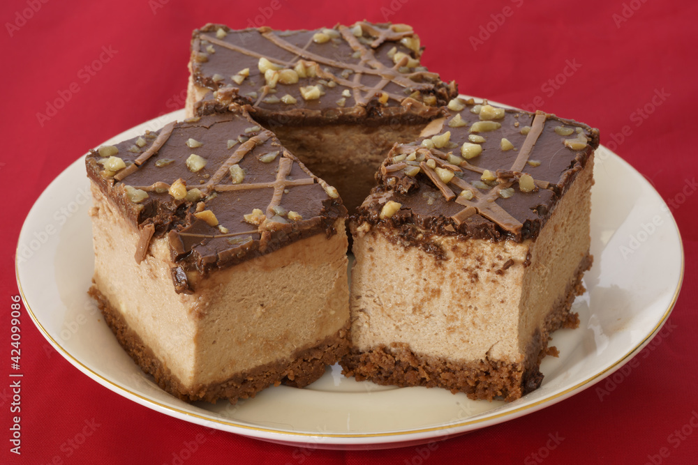 chocolate dessert with red background chocolate dessert with red background
