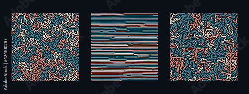 Collection of turing abstract seamless pattern. Premium Vector