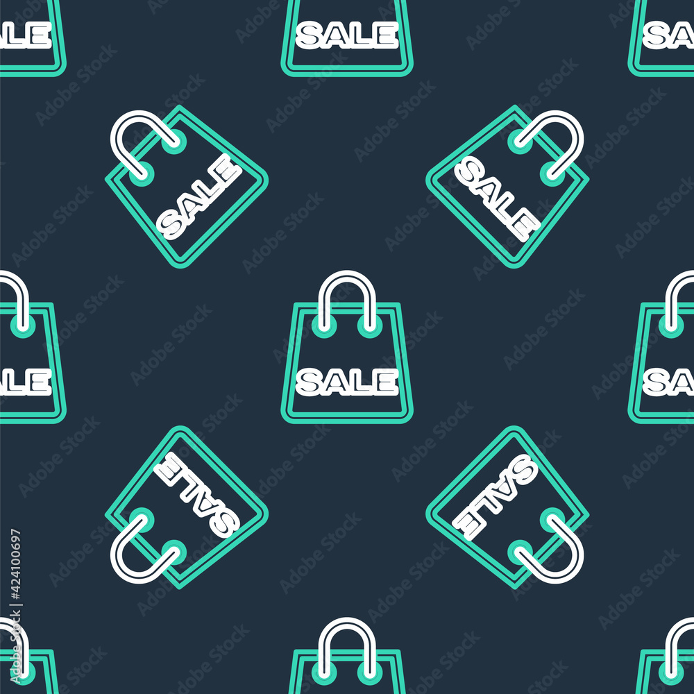 Line Shopping bag with an inscription Sale icon isolated seamless pattern on black background. Handbag sign. Woman bag icon. Female handbag sign. Vector Line Shopping bag with an inscription Sale icon isolated seamless pattern on black background. Handbag sign. Woman bag icon. Female handbag sign. Vector