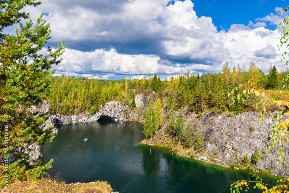 A former marble quarry transformed to a beautiful park in Ruskeala, Karelia