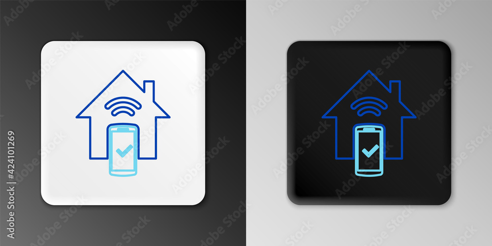 Line Smart home - remote control system icon isolated on grey background. Colorful outline concept. Vector Line Smart home - remote control system icon isolated on grey background. Colorful outline concept. Vector