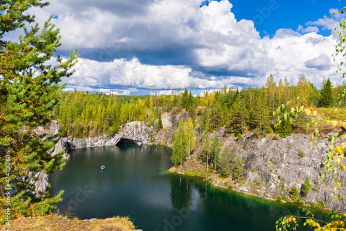 A former marble quarry transformed to a beautiful park in Ruskeala, Karelia