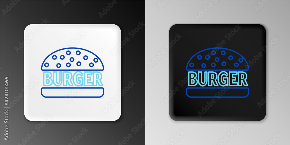 Line Burger icon isolated on grey background. Hamburger icon. Cheeseburger sandwich sign. Colorful outline concept. Vector Line Burger icon isolated on grey background. Hamburger icon. Cheeseburger sandwich sign. Colorful outline concept. Vector