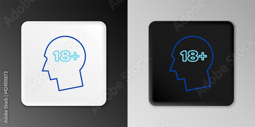 Line Human head with inscription 18 plus icon isolated on grey background. 18 plus content sign. Adults content only icon. Colorful outline concept. Vector
