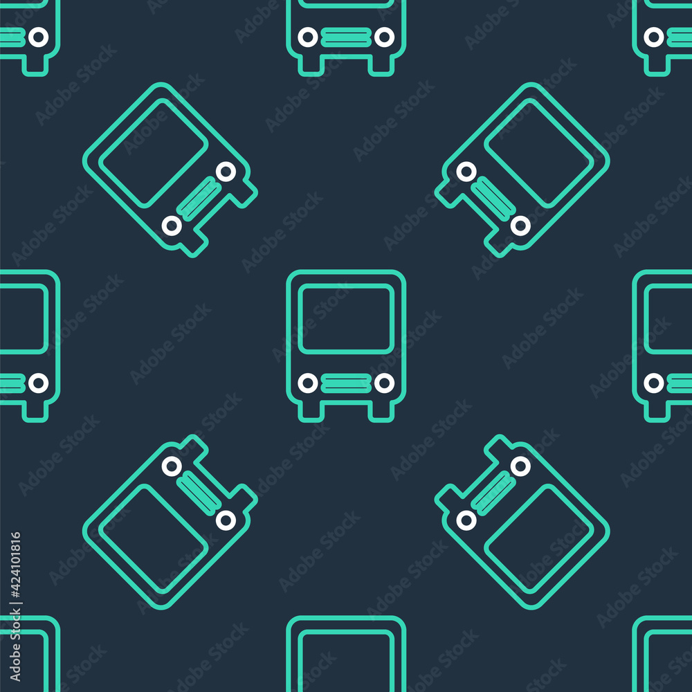 Line Bus icon isolated seamless pattern on black background. Transportation concept. Bus tour transport sign. Tourism or public vehicle symbol. Vector Line Bus icon isolated seamless pattern on black background. Transportation concept. Bus tour transport sign. Tourism or public vehicle symbol. Vector