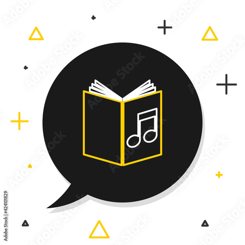 Line Audio book icon isolated on white background. Musical note with book. Audio guide sign. Online learning concept. Colorful outline concept. Vector
