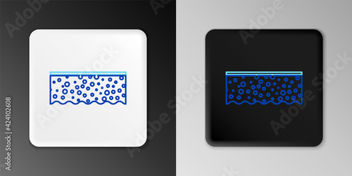 Line Sponge with bubbles icon isolated on grey background. Wisp of bast for washing dishes. Cleaning service logo. Colorful outline concept. Vector