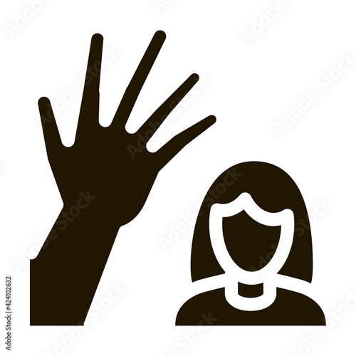 woman hitting glyph icon vector. woman hitting sign. isolated symbol illustration