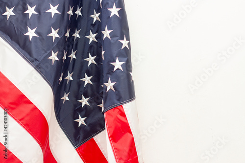Floded Flag of United States of America. Copy space with usa flag photo
