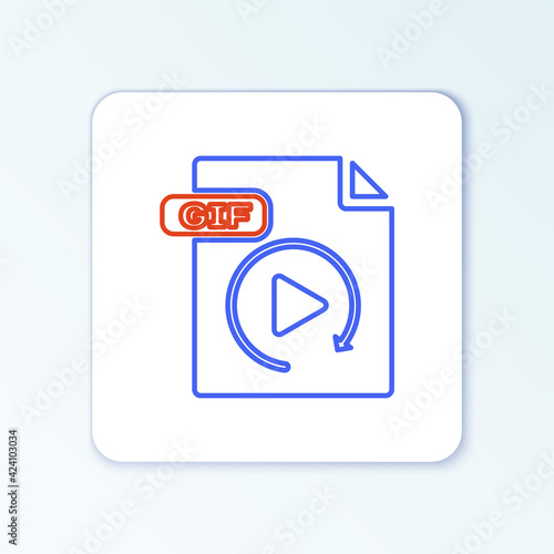 Line GIF file document. Download gif button icon isolated on white background. GIF file symbol. Colorful outline concept. Vector