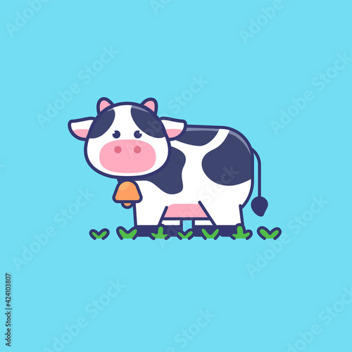 cute cow mascot logo illustration