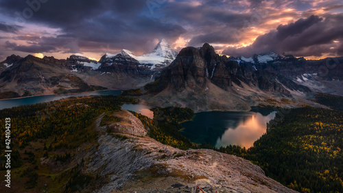 Sunrise at Mount Assiniboine Provincial Park, a provincial park in British Columbia, Canada, this park was included within the Canadian Rocky Mountain Parks UNESCO World Heritage Site photo