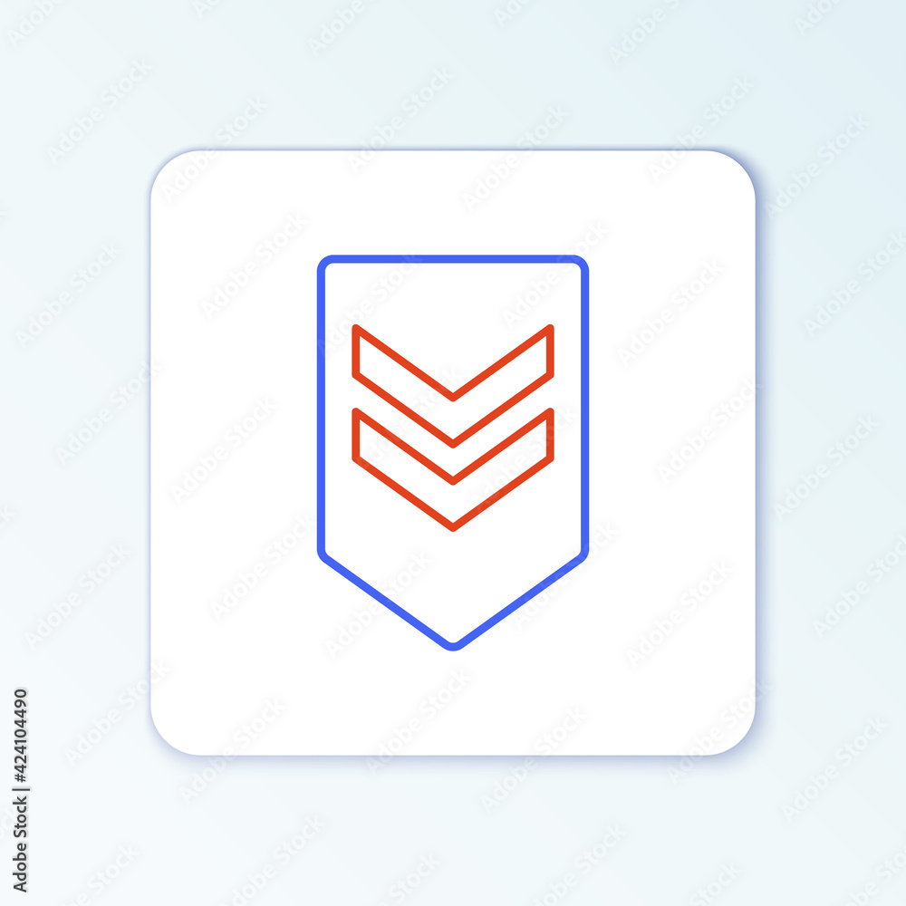 Line Chevron icon isolated on white background. Military badge sign. Colorful outline concept. Vector Line Chevron icon isolated on white background. Military badge sign. Colorful outline concept. Vector
