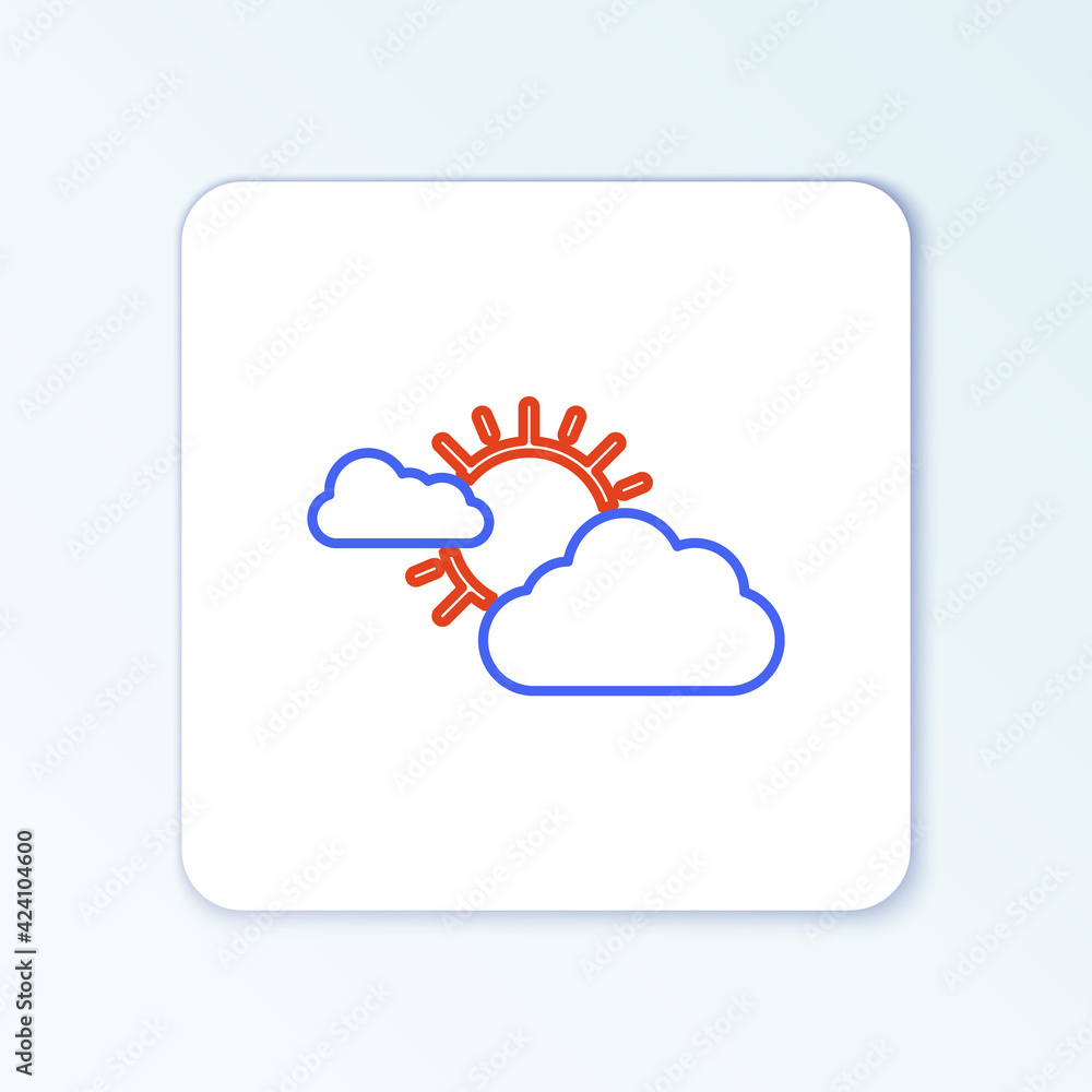 Line Sun and cloud weather icon isolated on white background. Colorful outline concept. Vector Line Sun and cloud weather icon isolated on white background. Colorful outline concept. Vector